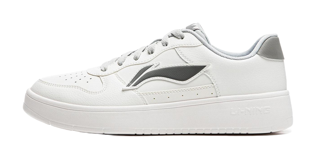 LiNing Pontoon Boats Slip Resistant Cushioning Abrasion Resistant Low Top Skateboard Shoes Men's White Gray 