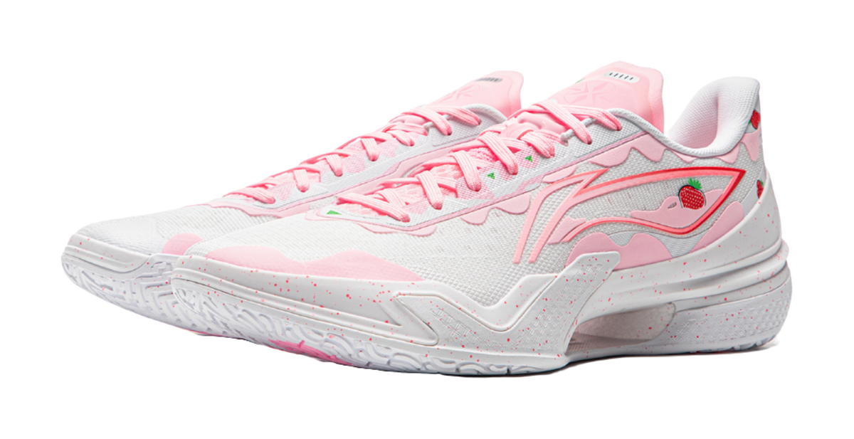 LiNing Knife 5 Slip-Resistant Coverage Lightweight Rebound Low-Top Performance Basketball Shoes Mens White Pink  VJSNEAKER