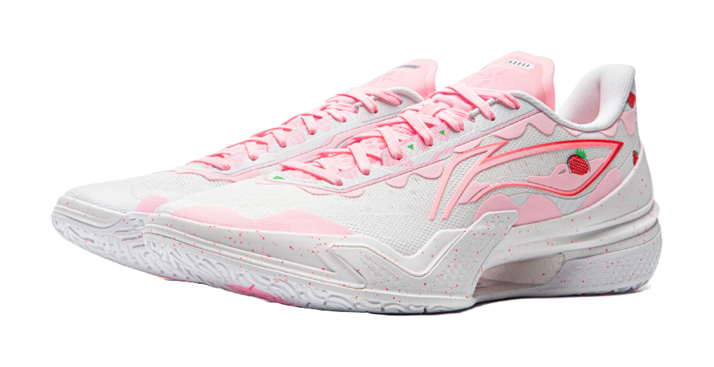 LiNing Knife 5 Slip-Resistant Coverage Lightweight Rebound Low-Top Performance Basketball Shoes Mens White Pink  VJSNEAKER