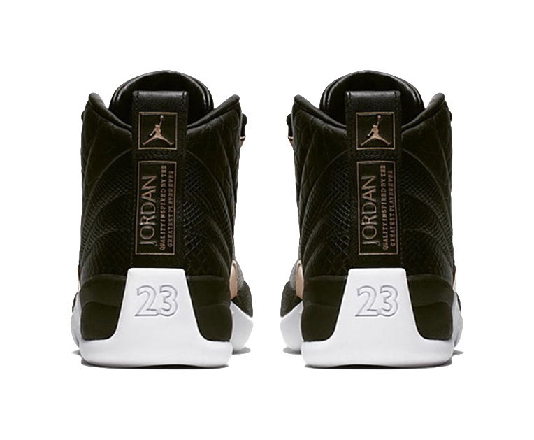 Jordan 12 Retro Black Metallic Gold White Womens  vjsneaker.com