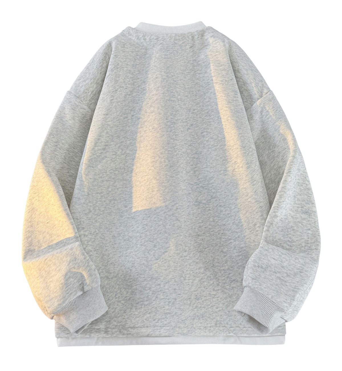 Warrior Revival Wind and Wave Series American Trendy College Style Letter Print Color Contrast Splicing Fake Two Piece Loose Casual Versatile Hoodie Bottom Wear Warm Henley Collar Long Sleeve T-shirt Unisex  vjsneaker.com