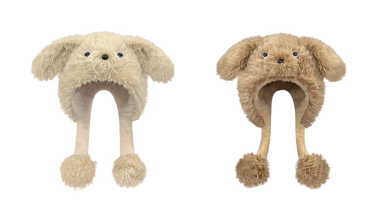 CMFY will move furry little dog ear hat, thick and cute windproof face enhancing little Lei Feng hat, polyester fiber wool hat, unisex couple's style  vjsneaker.com