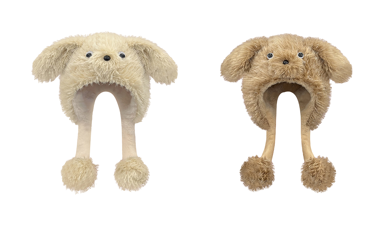 CMFY will move furry little dog ear hat, thick and cute windproof face enhancing little Lei Feng hat, polyester fiber wool hat, unisex couple's style  vjsneaker.com
