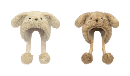 CMFY will move furry little dog ear hat, thick and cute windproof face enhancing little Lei Feng hat, polyester fiber wool hat, unisex couple's style  vjsneaker.com