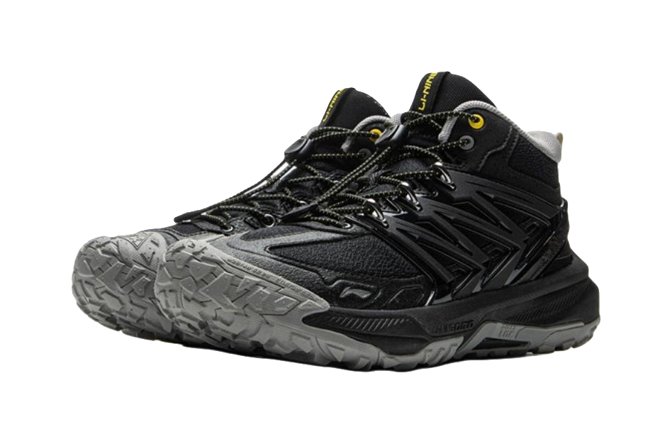 LINING YOUNG Anti-Slip Wear-Resistant Mid-Top Kids Outdoor Shoes Black Kids  VJSNEAKER