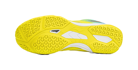 Table tennis shoe outsole, yellow rubber tread with white midsole sections