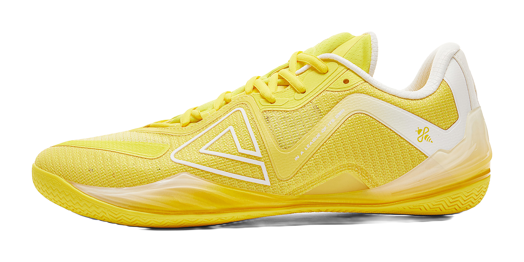 Peak state extremely unique Hornet shoes with integrated horizontal cushioning technology, flexible and ground hugging, silky smooth shock absorption, anti slip rebound, low top basketball shoes for men, shining yellow  VJSNEAKER