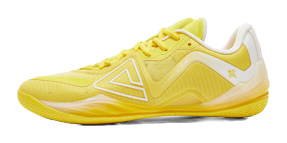 Peak state extremely unique Hornet shoes with integrated horizontal cushioning technology, flexible and ground hugging, silky smooth shock absorption, anti slip rebound, low top basketball shoes for men, shining yellow  VJSNEAKER