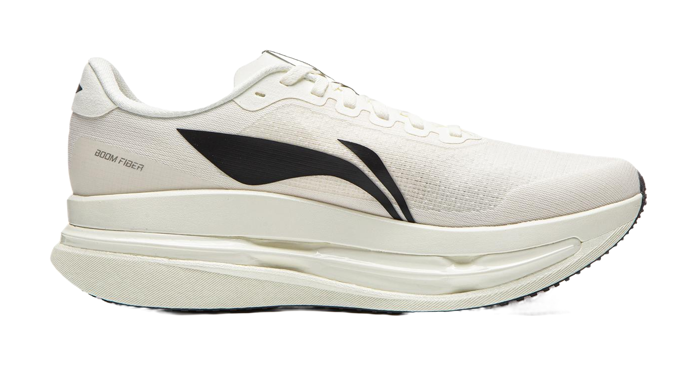 Li-Ning running shoe, champagne white mesh upper with BOOM FIBER, lace-up