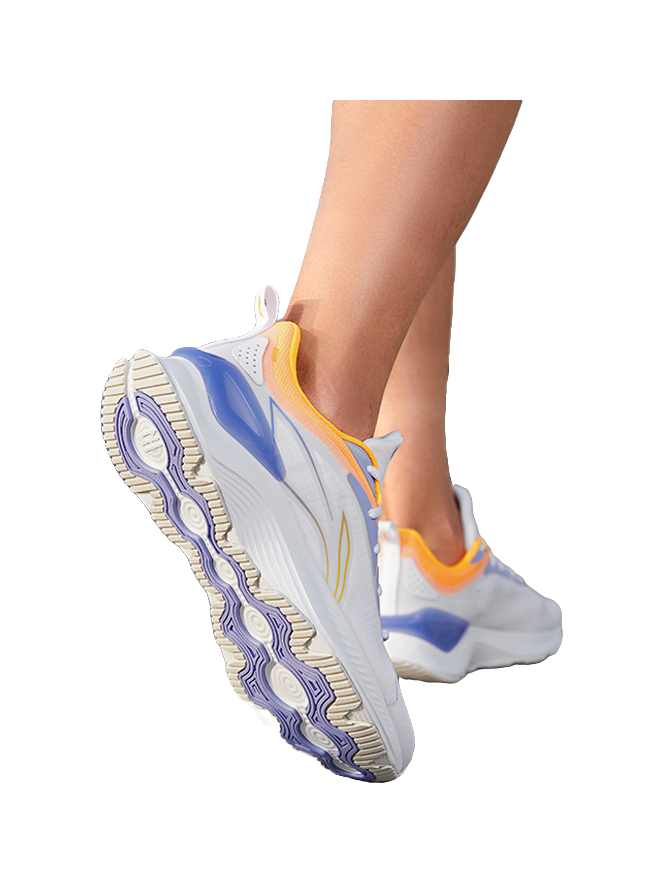 LiNing YueYing Element Cushioning Wear Resistant Rebound Low Top Sprint Running Shoes Men's White Yellow Purple 