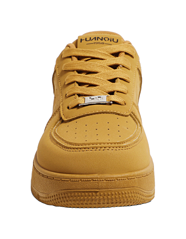 HUANQIU Height Increasing Abrasion Resistant Lightweight Slip Resistant Low top Skateboard Shoes Unisex Camel 