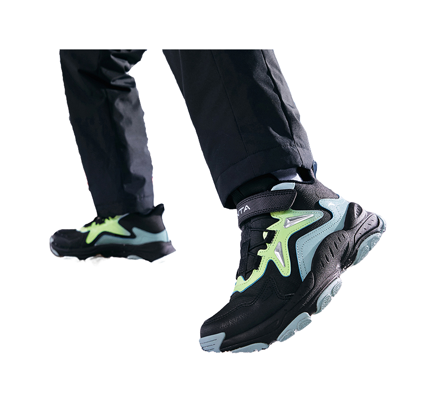 Antakids Synthetic Leather Slip Resistant Cushioning Breathable Mid top Kids Lifestyle Shoes Black Blue Kids  VJSNEAKER