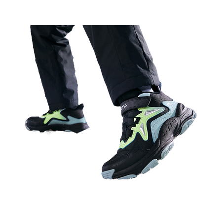 Antakids Synthetic Leather Slip Resistant Cushioning Breathable Mid top Kids Lifestyle Shoes Black Blue Kids  VJSNEAKER