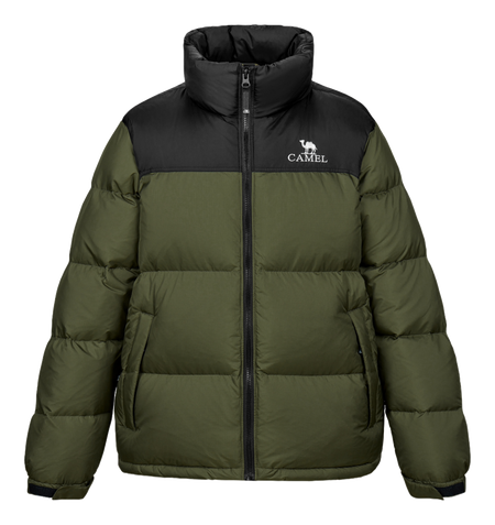 CAMEL Outdoor Color Block Soft Windproof Cold Resistant Down Jacket Unisex  vjsneaker.com