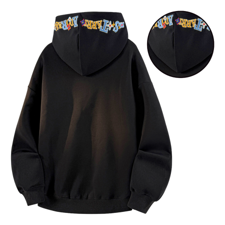 Warrior Warrior American Basic Retro Fun Embroidered Letter Logo Loose Casual Trend Versatile Windproof College Style Sports Couple Hooded Long Sleeve Thick Velvet Hoodie for Men and Women  vjsneaker.com