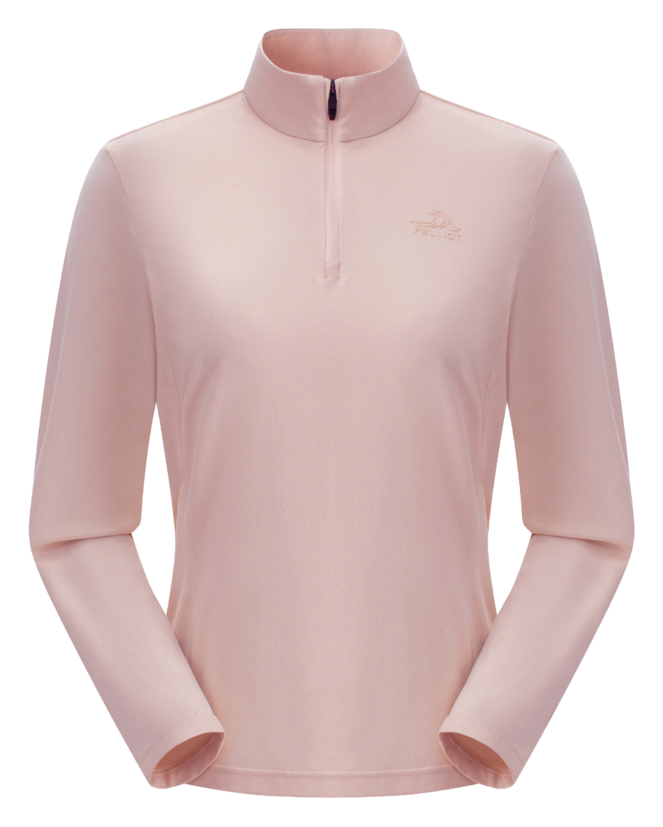 Boxi and PELLIOT outdoor sports antibacterial fabric, quick drying, comfortable, soft, wrinkle resistant stand collar, slim fit, hiking, hiking, running, breathable, fashionable, versatile, long sleeved hoodie, base coat, T-shirt for women  vjsneaker.com