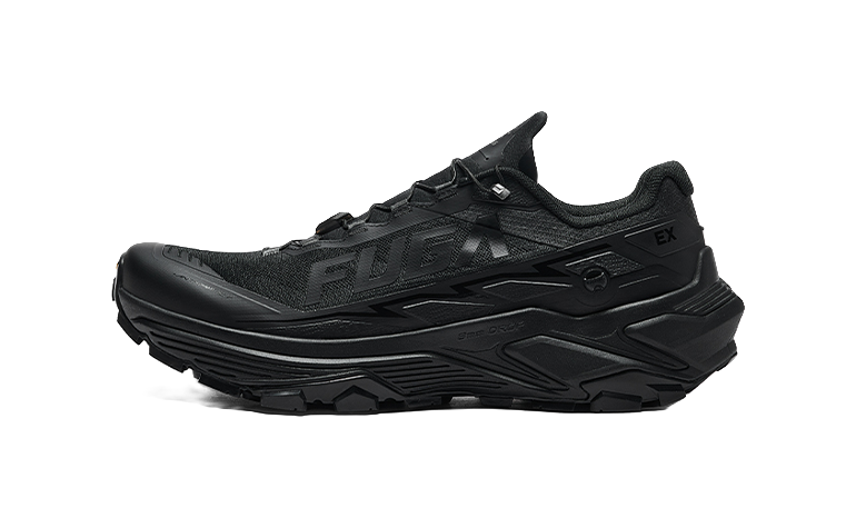 KAILAS FUGA EX3 trail running shoes, all-black upper, black midsole, rugged tread