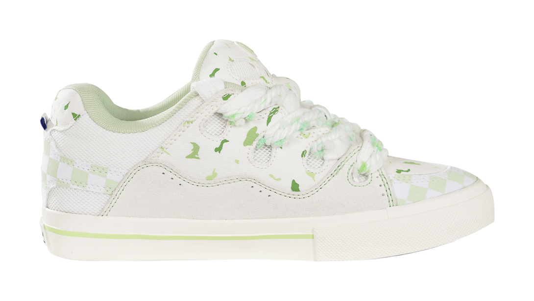 Ollieskate Wear resistant And Lightweight Low Top Skateboard Shoes Unisex White Green 