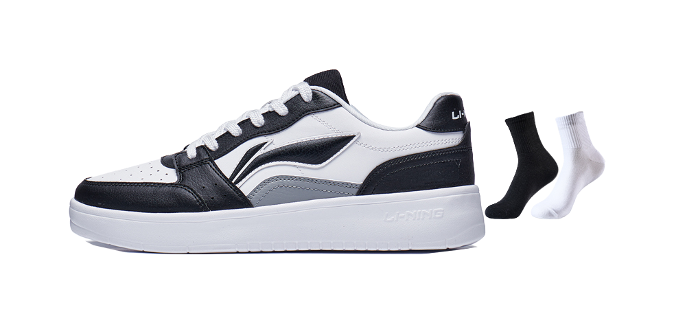 LiNing Acer Truncatum Slip-Resistant Cushioning Wear-Resistant Low-Top Skateboard Shoes Men's White Black 