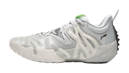 Li-Ning BadFive 6 unisex basketball shoe in white with green accents and chunky sole