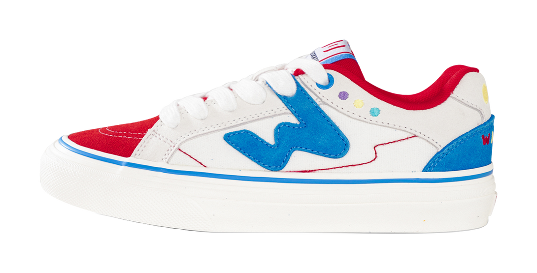 Ollieskate Slip Resistant, Abrasion Resistant, Lightweight Low top Skateboard Shoes Unisex White Blue Red 