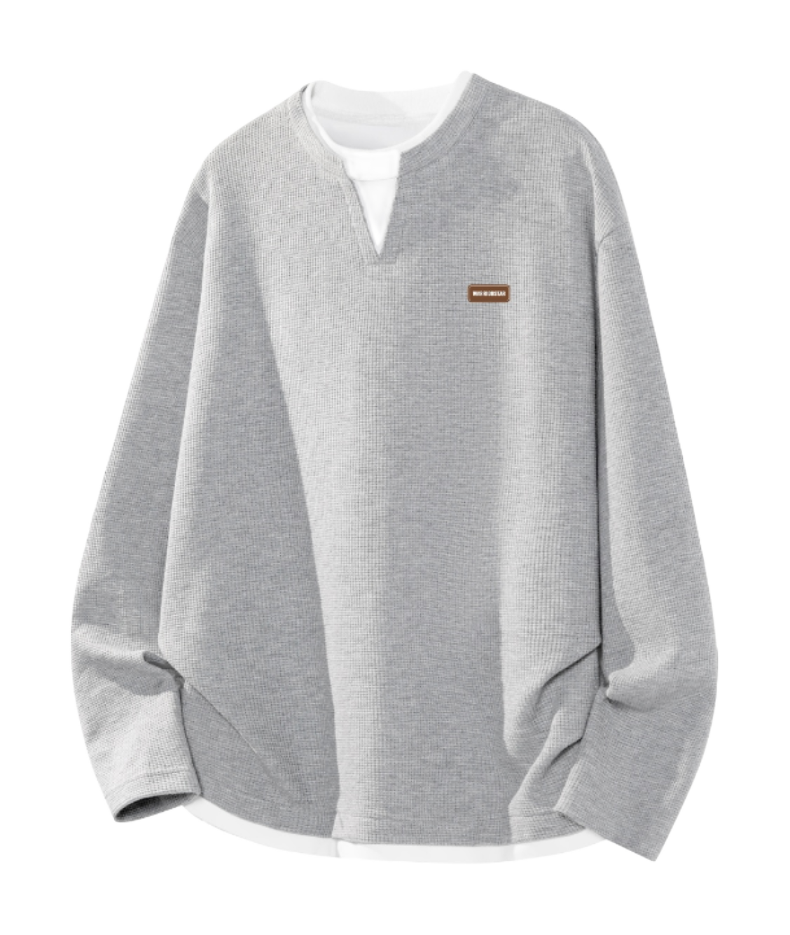 Warrior Warrior Double V-neck Spring/Autumn Velvet Hoodie Bottom Top Loose Casual Versatile Fashion Trendy Brand Simple Basic Long Sleeve T-shirt Unisex  vjsneaker.com