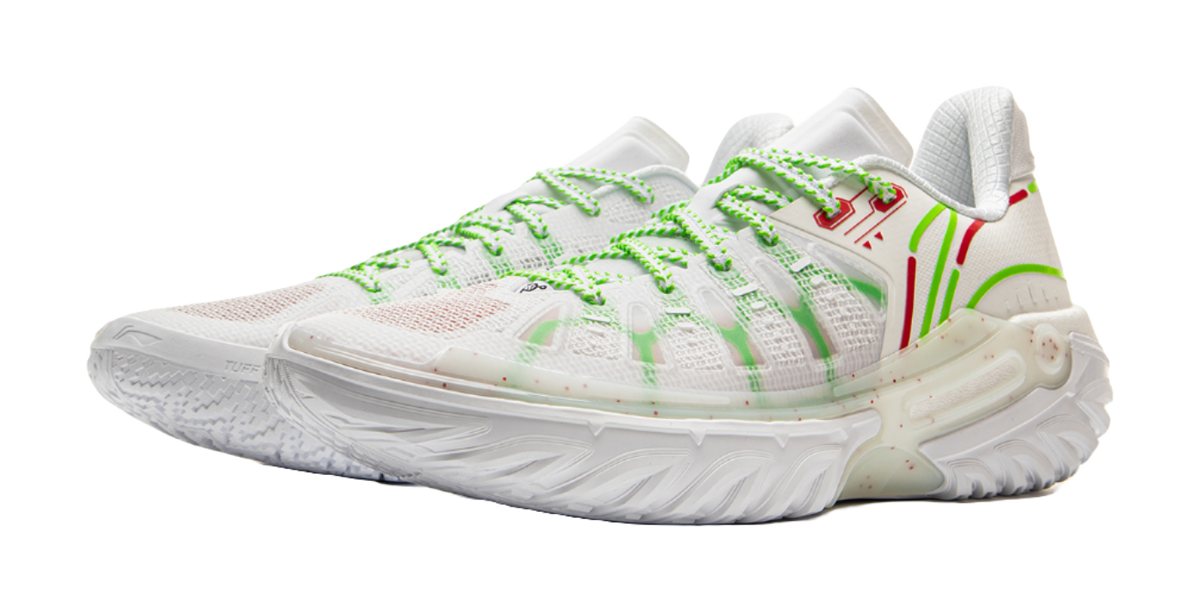 LiNing Jie Ao 2 Cushioning Anti-Slip And Wear-Resistant Rebound Low-Top Outdoor Basketball Shoes Mens White Green  VJSNEAKER