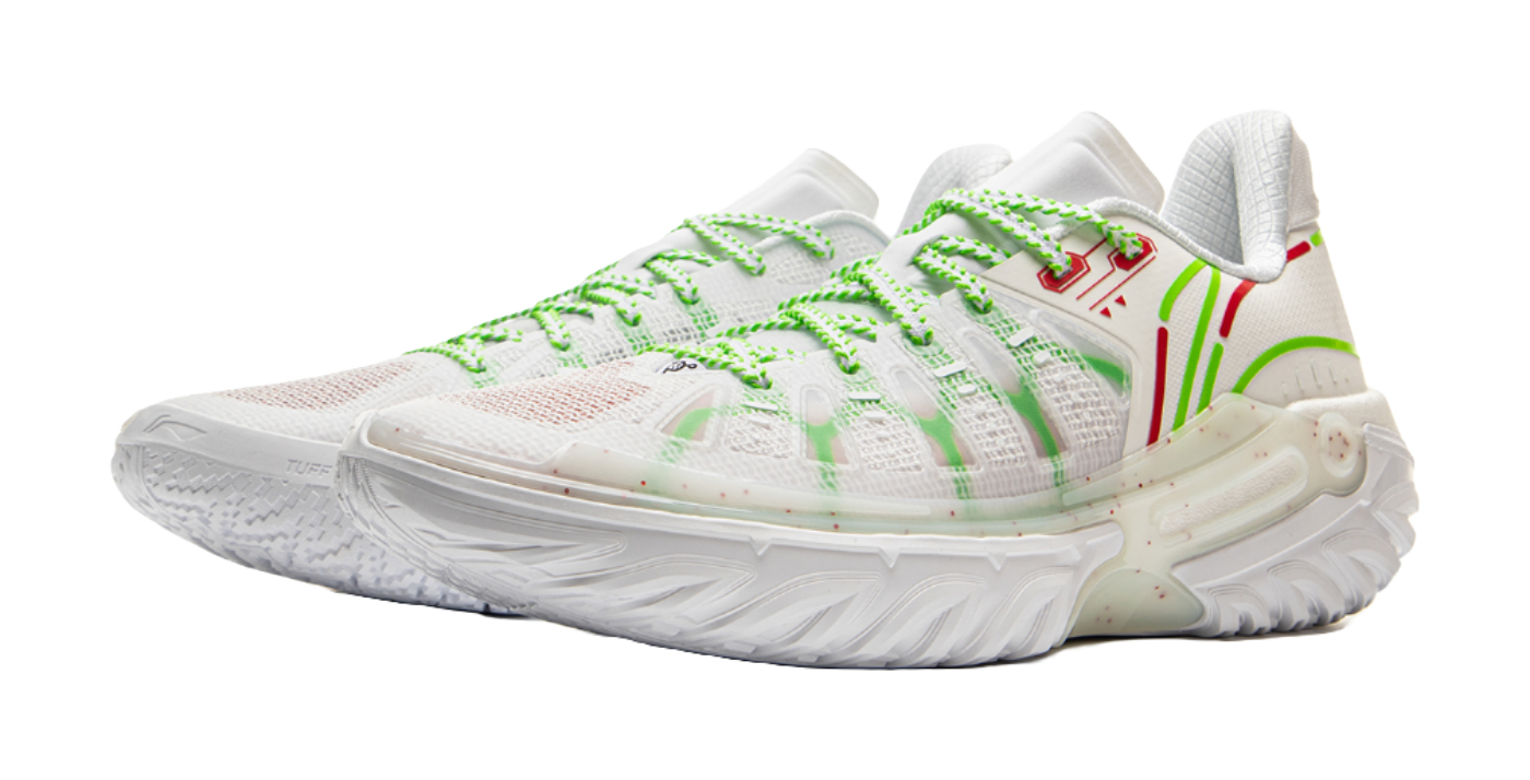 LiNing Jie Ao 2 Cushioning Anti-Slip And Wear-Resistant Rebound Low-Top Outdoor Basketball Shoes Mens White Green  VJSNEAKER