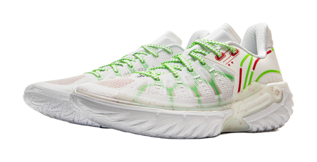 LiNing Jie Ao 2 Cushioning Anti-Slip And Wear-Resistant Rebound Low-Top Outdoor Basketball Shoes Mens White Green  VJSNEAKER