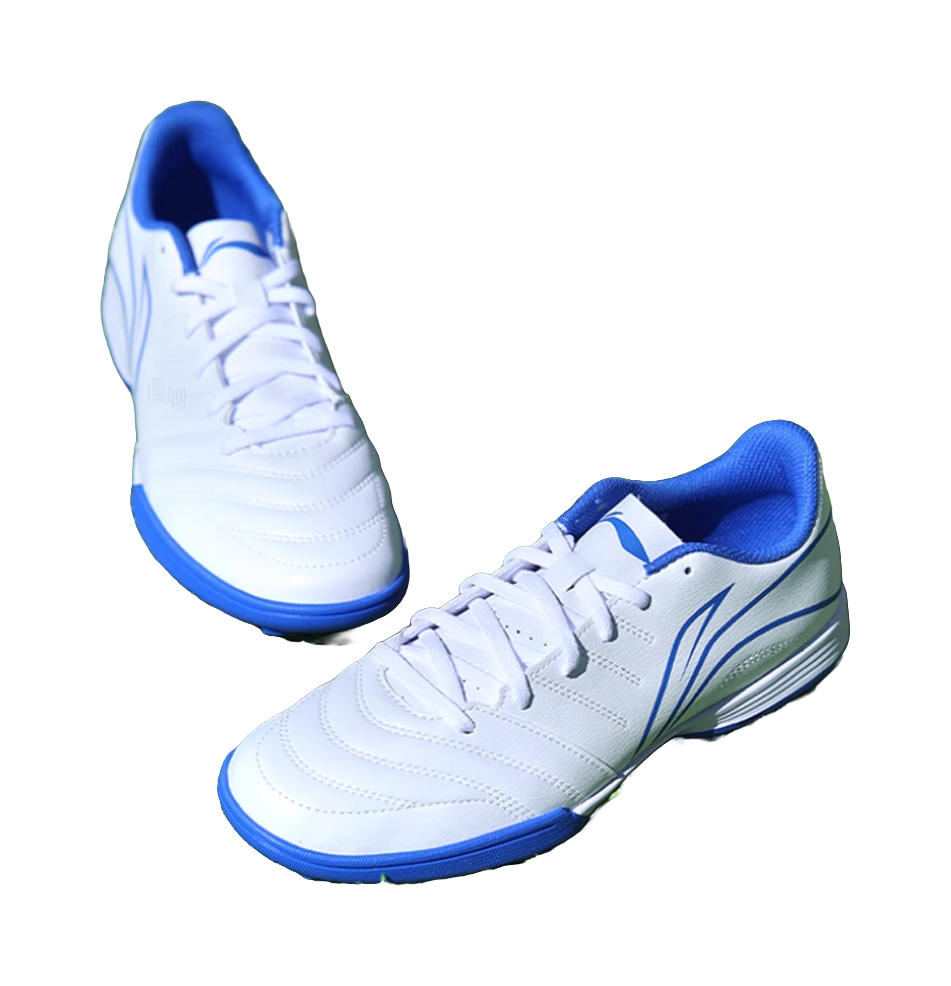 LiNing TF Rubber Broken Studs Artificial Ground Cushioning Anti-Slip And Wear-Resistant Soccer Shoes Unisex White Blue  VJSNEAKER