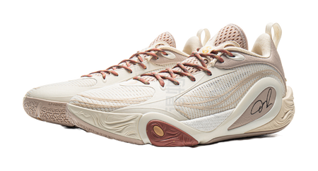 LiNing DLO1 Cushioning, Slip Resistant, Abrasion Resistant, Rebound Grip Low Top Basketball Shoes Mens White Umber  VJSNEAKER