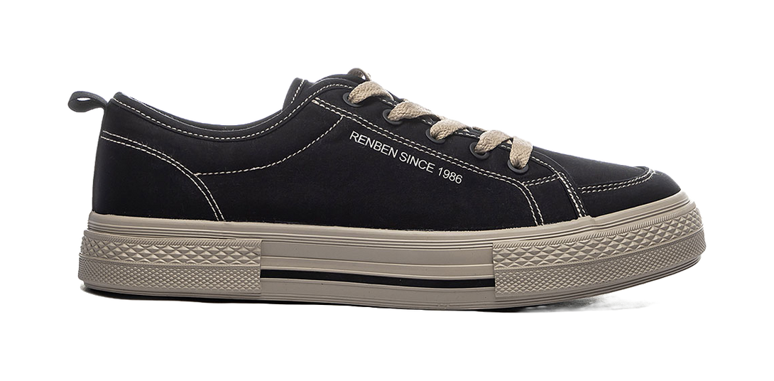 RENBEN Slip Resistant, Abrasion Resistant, Breathable Low top Canvas Shoes Unisex Black Brown 