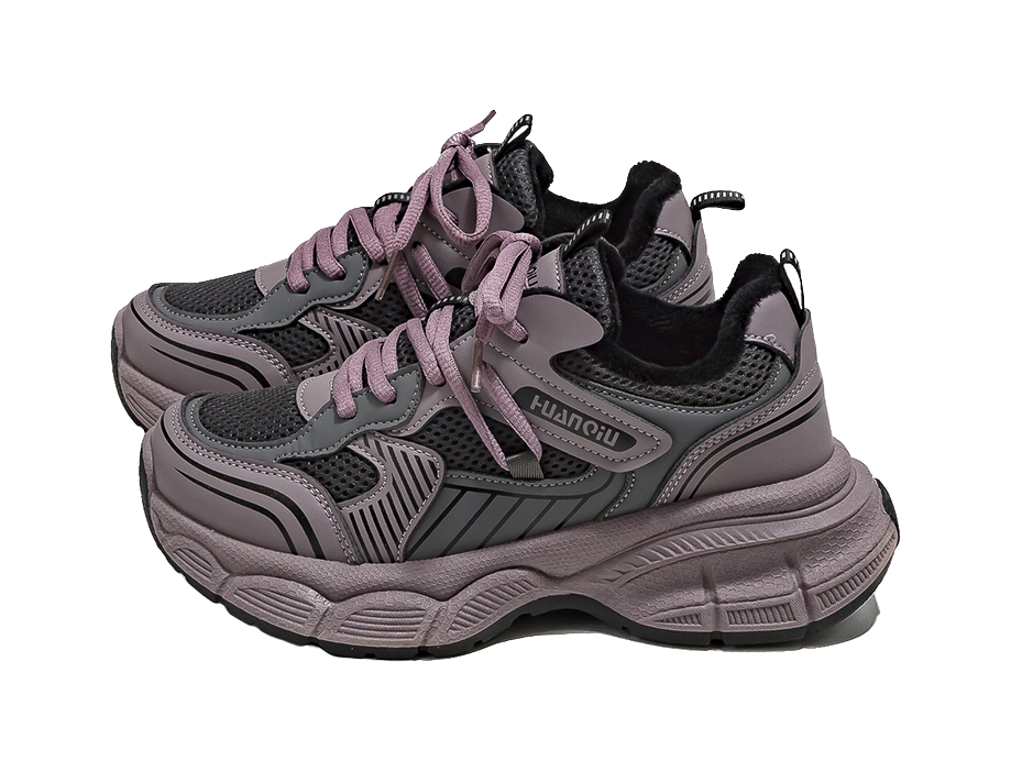 HUANQIU Slip Resistant, Abrasion Resistant, Breathable Low top Chunky Sneakers Women's Purple 