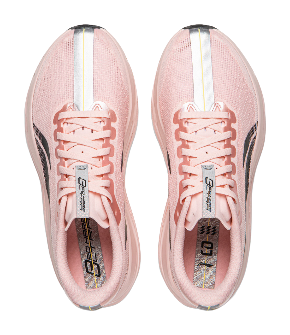 Pair of Li Ning women's low-top shoes, light pink uppers with white laces