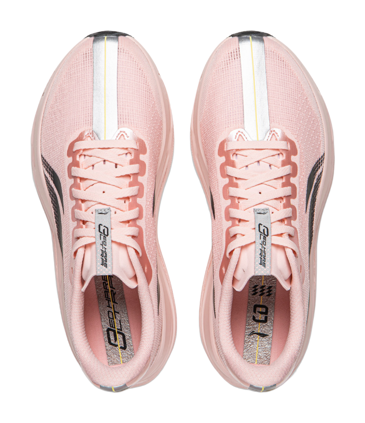 Pair of Li Ning women's low-top shoes, light pink uppers with white laces