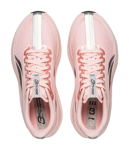 Pair of Li Ning women's low-top shoes, light pink uppers with white laces
