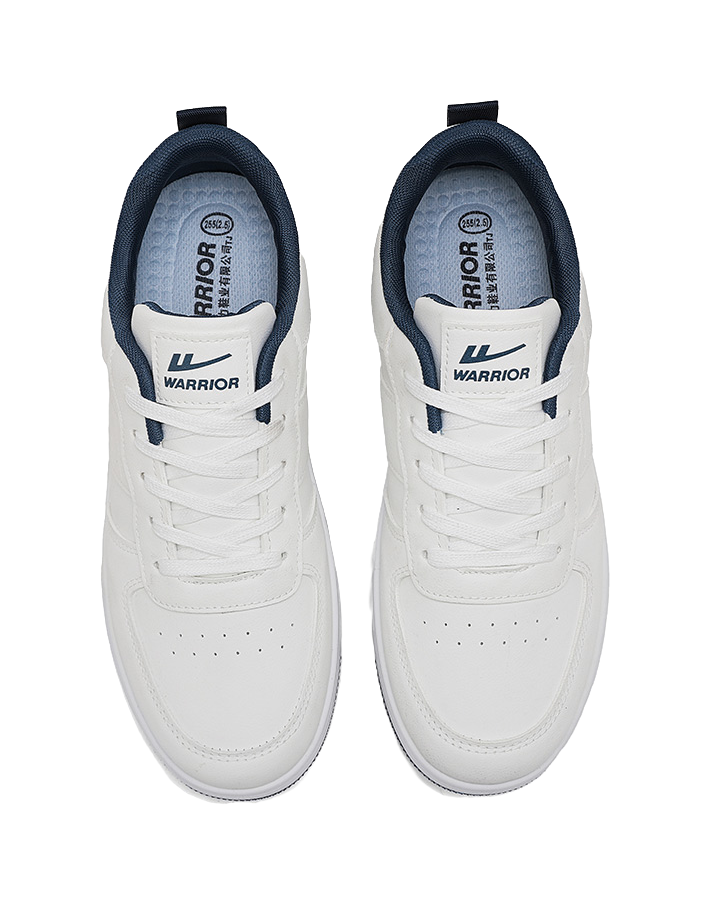 Warrior Cushioning Abrasion Resistant Lightweight Low top Skateboard Shoes Unisex White Blue 