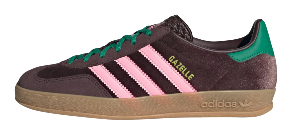 Adidas Wmns Gazelle Indoor Dark Brown Pink Green Velvet Womens  vjsneaker.com