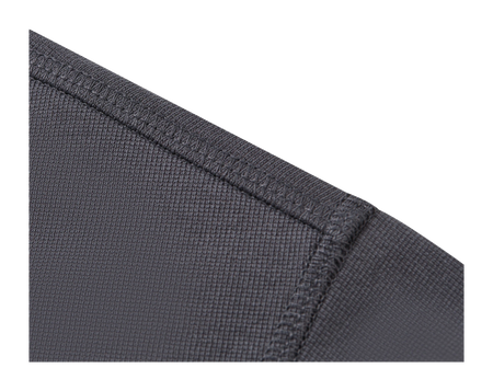 Gray T-shirt side seam and hem stitching close-up