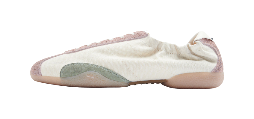PANE abrasion-resistant low-top casual shoes, off-white with mauve-pink accents and laces