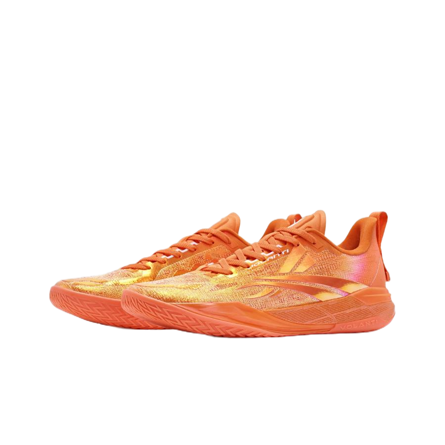Volanti Mars Orange basketball shoes, front view with lace-up upper and zigzag tread