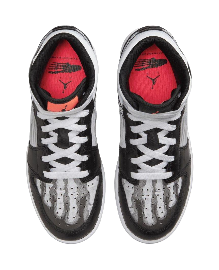 Jordan Air Jordan 1 Abrasion Resistant Mid Top Childrens Basketball Shoes Black Gray Kids  VJSNEAKER