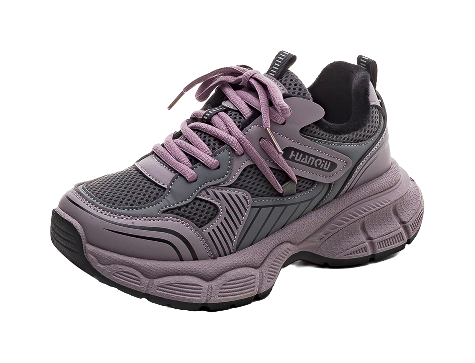 HUANQIU Slip Resistant, Abrasion Resistant, Breathable Low top Chunky Sneakers Women's Purple 