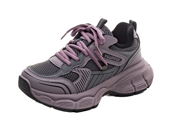 HUANQIU Slip Resistant, Abrasion Resistant, Breathable Low top Chunky Sneakers Women's Purple 