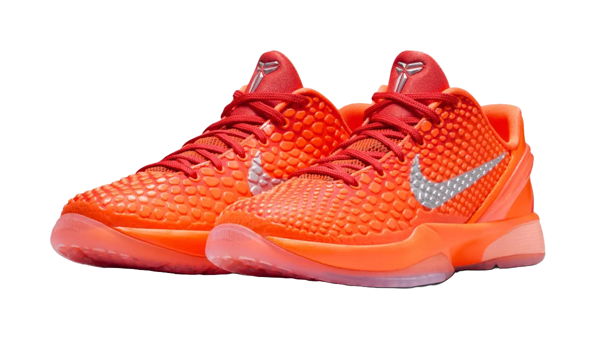 Nike Zoom Kobe 6 Slip Resistant Cushioning Low top Childrens Basketball Shoes Orange/Silver Kids  VJSNEAKER