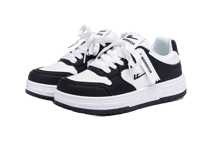 Warrior Abrasion Resistant, Lightweight, And Breathable Low Top Skateboard Shoes Unisex White Black 