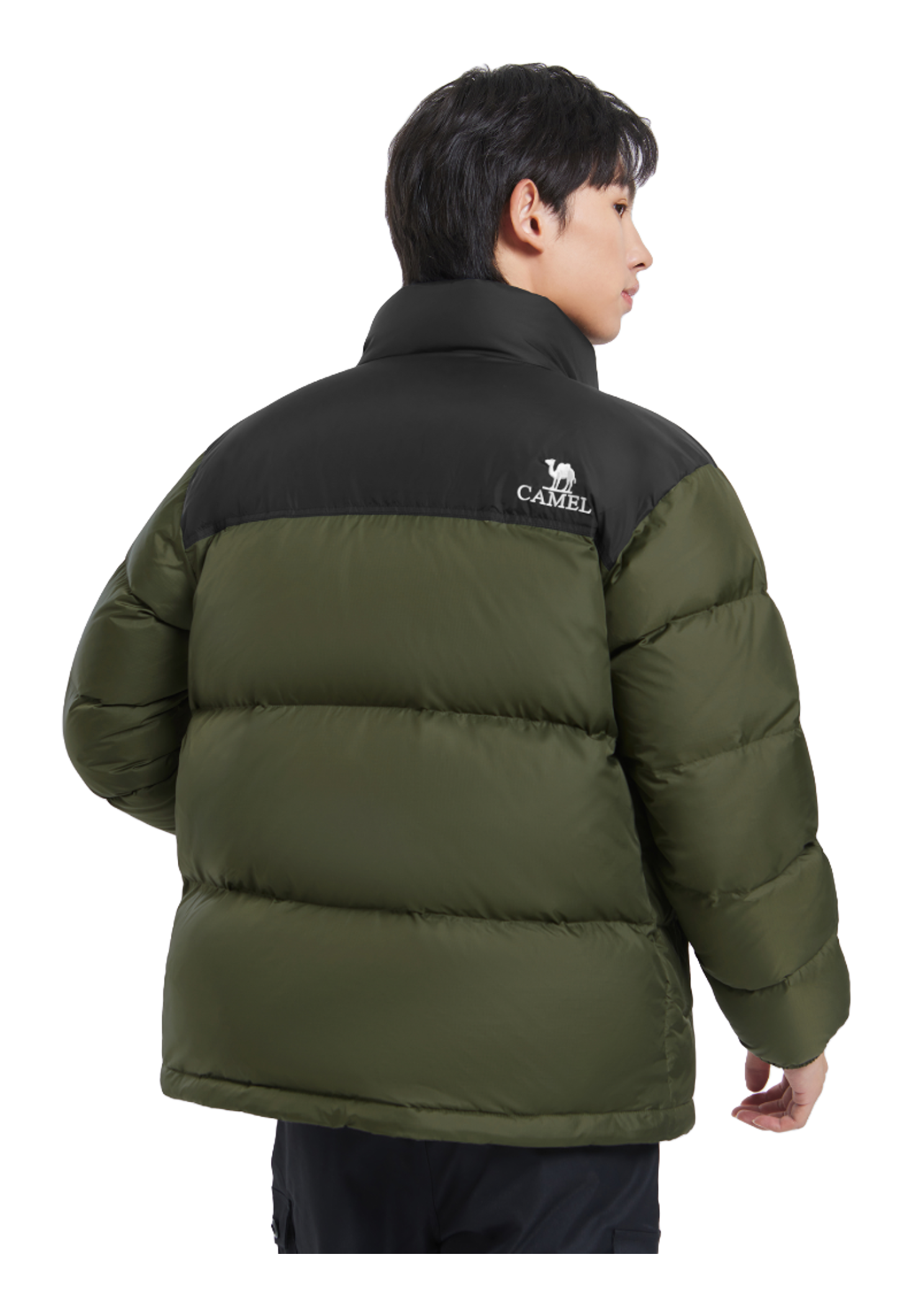 CAMEL Outdoor Color Block Soft Windproof Cold Resistant Down Jacket Unisex  vjsneaker.com
