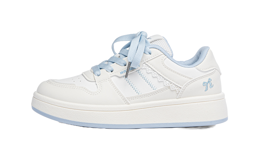 Warrior Abrasion Resistant Height Increasing Low Top Skateboard Shoes Women's Ecru Light Blue 