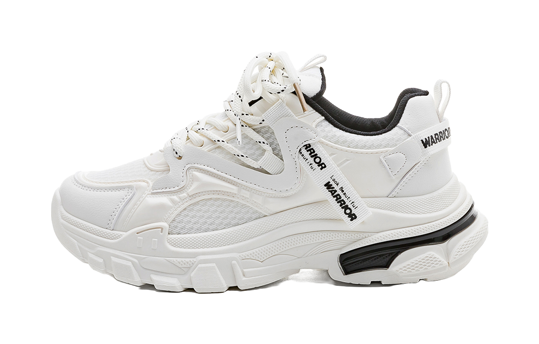 Warrior Cushioned Wear-Resistant Lightweight Slip-Resistant Low-Top Chunky Sneakers Women's Beige Pink 