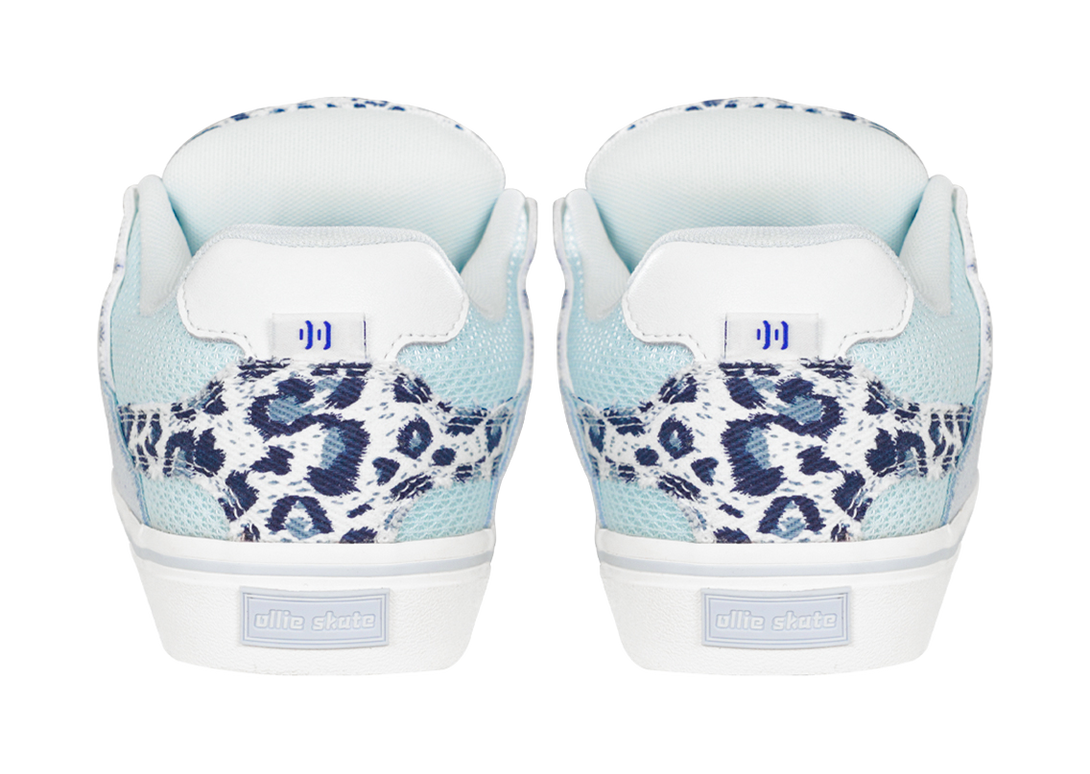 Ollieskate Cushioning, Wear Resistant Low top Skateboard Shoes Unisex White Blue 